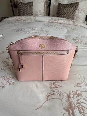 Anne Klein Blush Pink Crossbody Bag with Gold Hardware